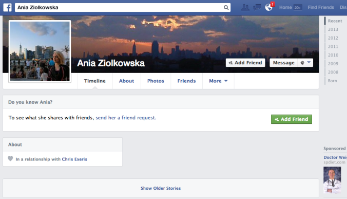Ania Ziolkowska is advertising her adulterous relationship status