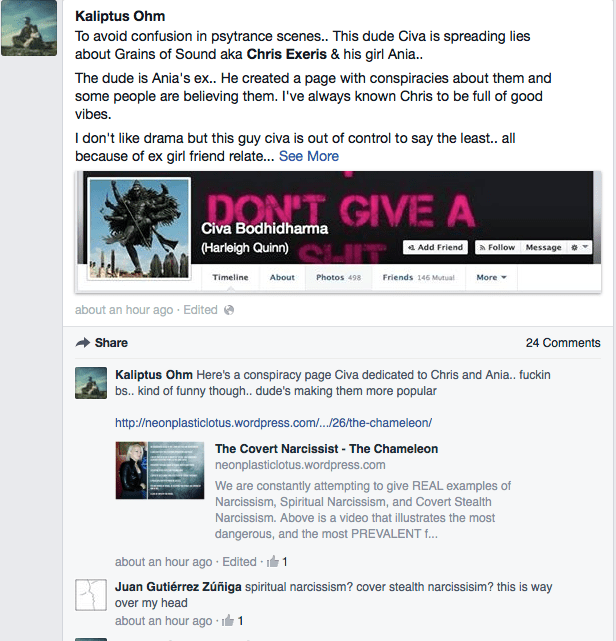 He doesn't like drama, but he makes this post? Narcissists are DRAMA QUEENS